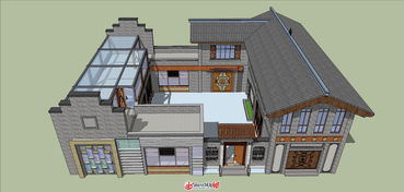 中式古建居民住宅建筑SketchUp模型庫(kù) 在SketchUp中國(guó)門戶網(wǎng)站探索住宅房屋建筑瑰寶